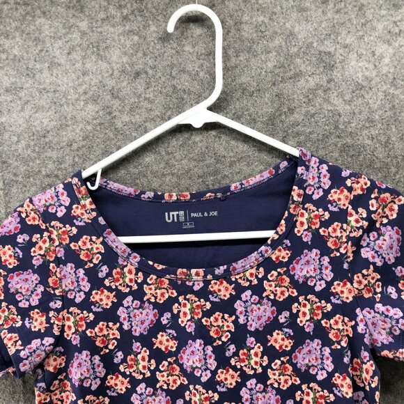 Uniqlo x Paul & Joe Short Sleeve Cropped T Shirt Womens M Floral Scoop Neck - Picture 7 of 8